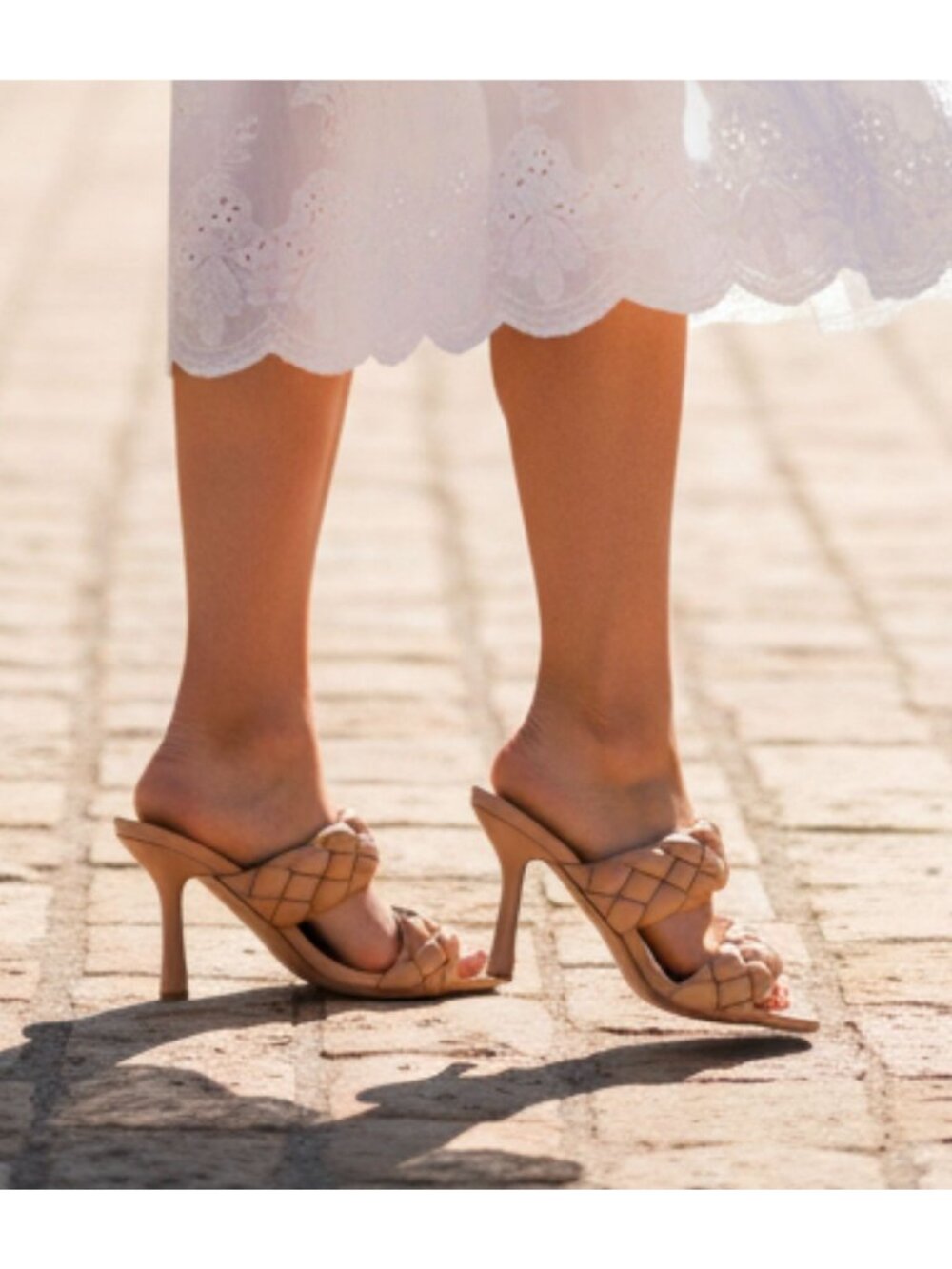 Braided Faux Leather High Heel Sandals - Nude Beige Chic & Elegant Design For Wo - Picture 4 of 16